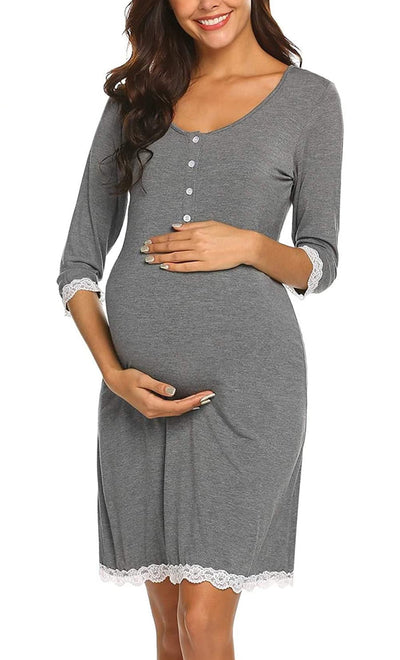 Front Button-up Maternity Dress