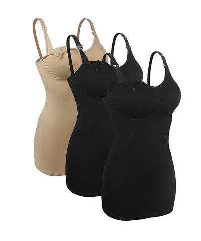 iLoveSIA 3-Pack Women's Nursing Cami Maternity Breastfeeding Tank Tops Black+Black+Beige - iLoveSIA