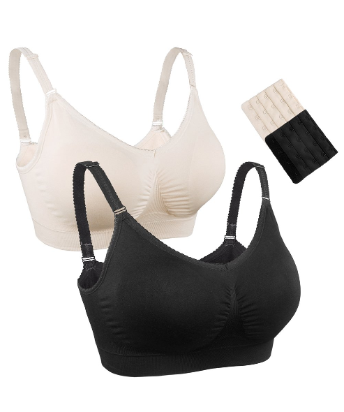 iLoveSIA Full Bust Seamless Nursing Maternity Bras Bralette S-XL with Extra Bra Extenders & Clips 2PACK - iLoveSIA