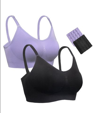 iLoveSIA Full Bust Seamless Nursing Maternity Bras Bralette S-XL with Extra Bra Extenders & Clips 2PACK - iLoveSIA