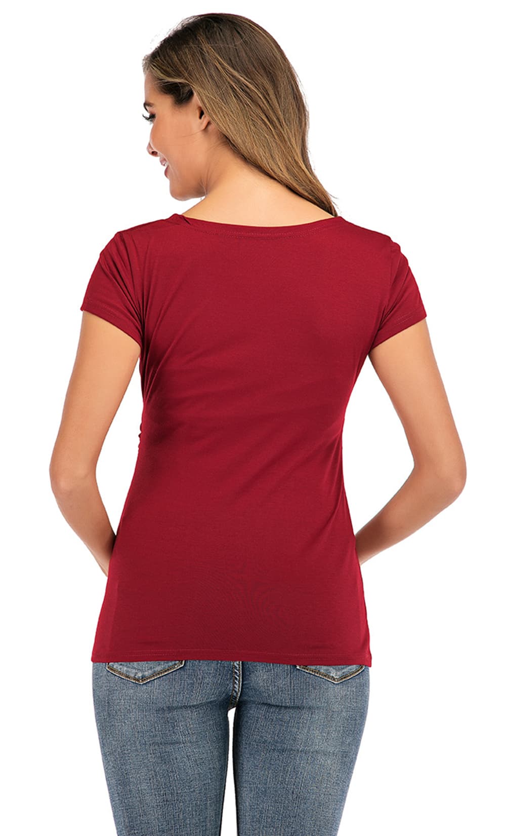 iLoveSIA Deep V-neck Solid Color Nursing Top