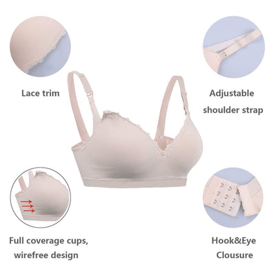 iloveSIA 2PACK Body Silk Seamless Maternity Nursing Bra With Pads, Extenders & Clips - iLoveSIA