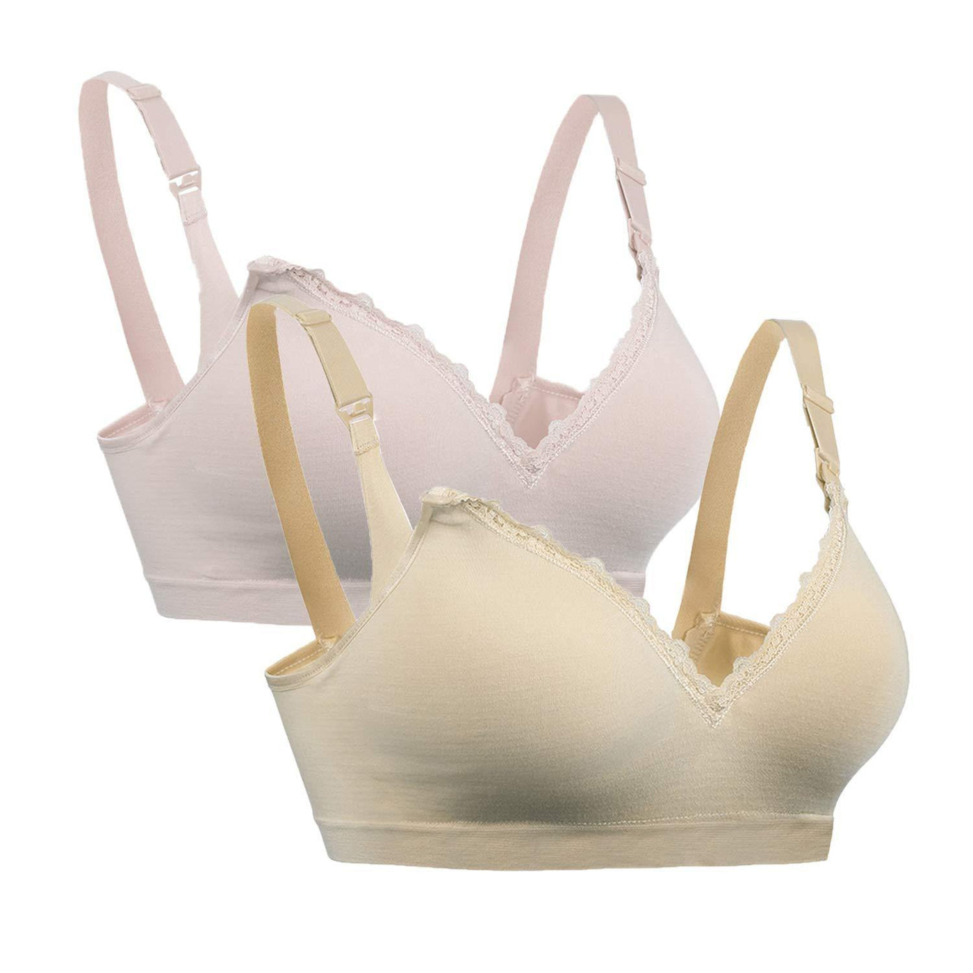 iloveSIA 2PACK Body Silk Seamless Maternity Nursing Bra With Pads, Extenders & Clips - iLoveSIA