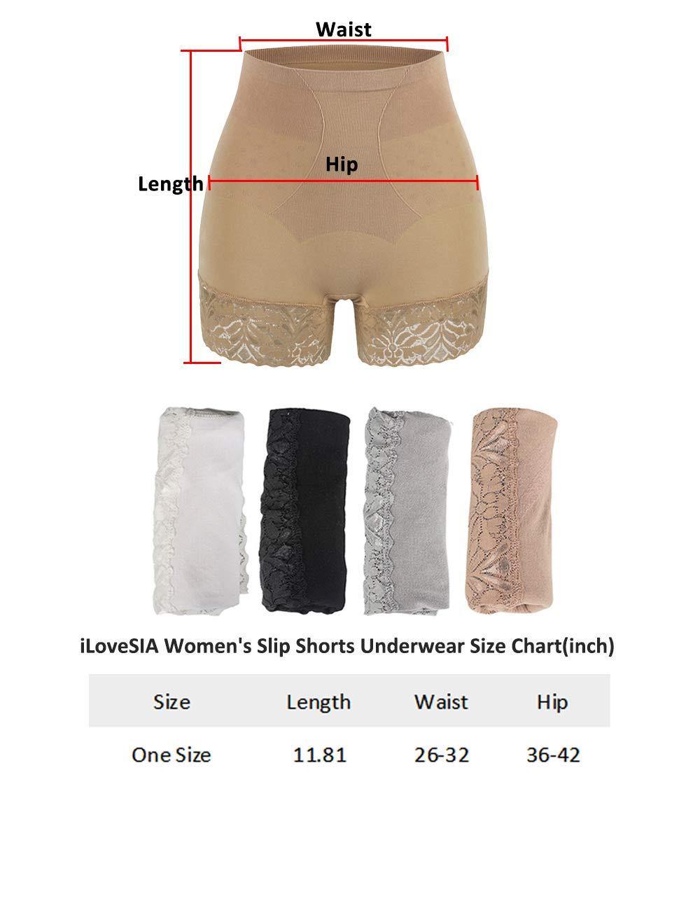 iloveSIA 3PACK Women's Slip Shorts High Waist Cotton Lace Panties - iLoveSIA