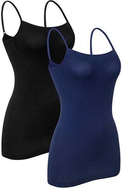 iloveSIA 2PACK Women's Tank Top Spaghetti Straps Smooth Cami Undershirt - iLoveSIA