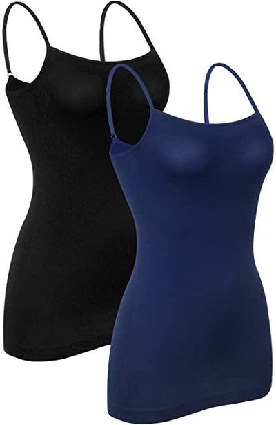 iloveSIA 2PACK Women's Tank Top Spaghetti Straps Smooth Cami Undershirt - iLoveSIA