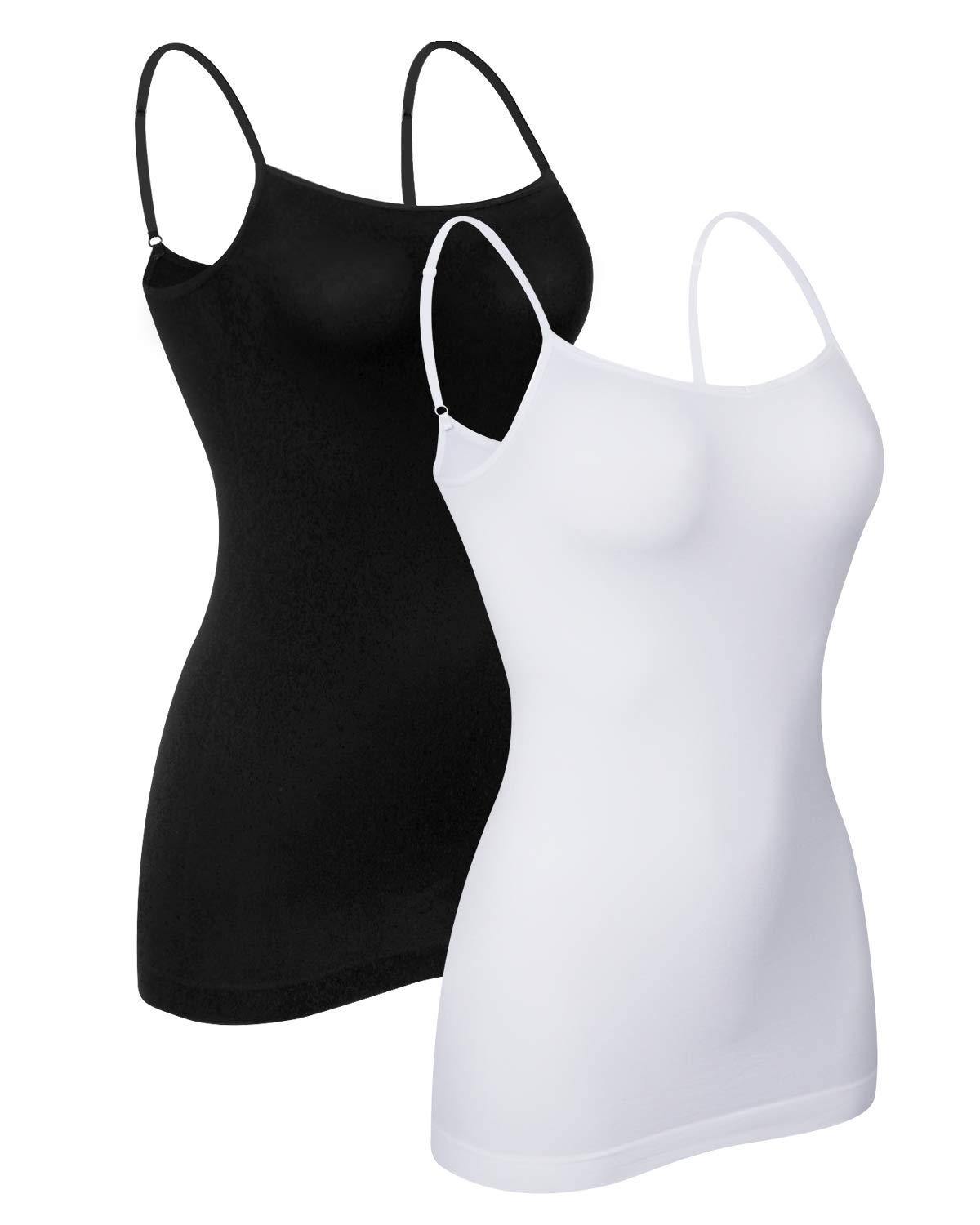 iloveSIA 2PACK Women's Tank Top Spaghetti Straps Smooth Cami Undershirt - iLoveSIA