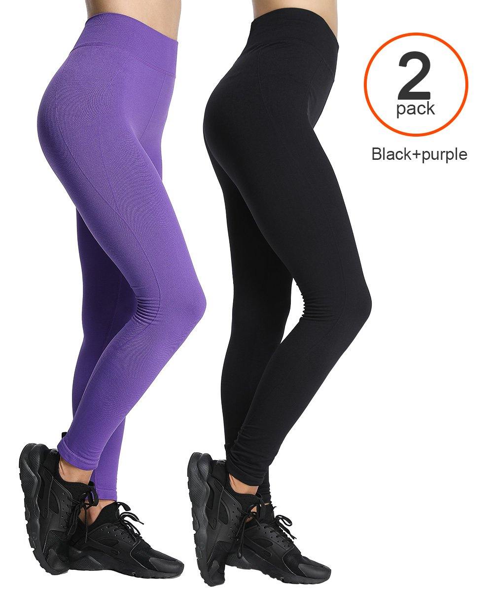 iLoveSIA 2PACK Women Yoga Capri Pants, Fit Stretch Leggings with Inside Pocket - iLoveSIA