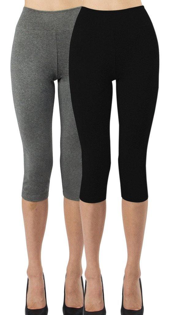 iLoveSIA 2-Pack Women's 3/4 Yoga Leggings Cotton Workout Pants - iLoveSIA